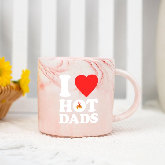 I Love Hot Dads Marble Mugs