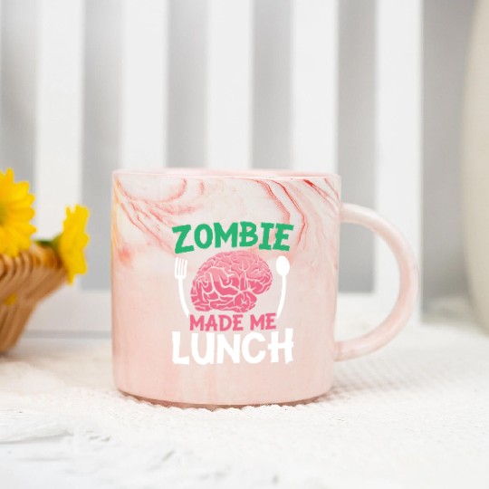 Zombie Made Me Lunch Halloween Trick Or Treat Marble Mugs
