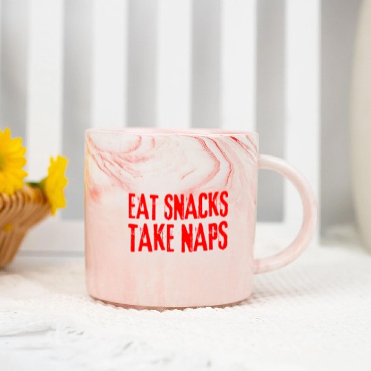 Eat Snacks Take Naps Marble Mugs