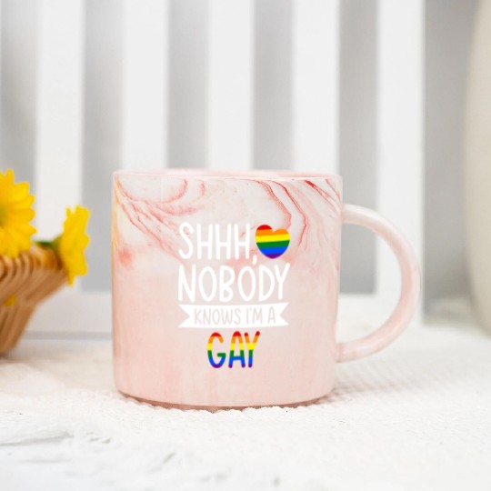 Shhh Nobody Knows I m a Gay Marble Mugs LGBTQ Gay Pride