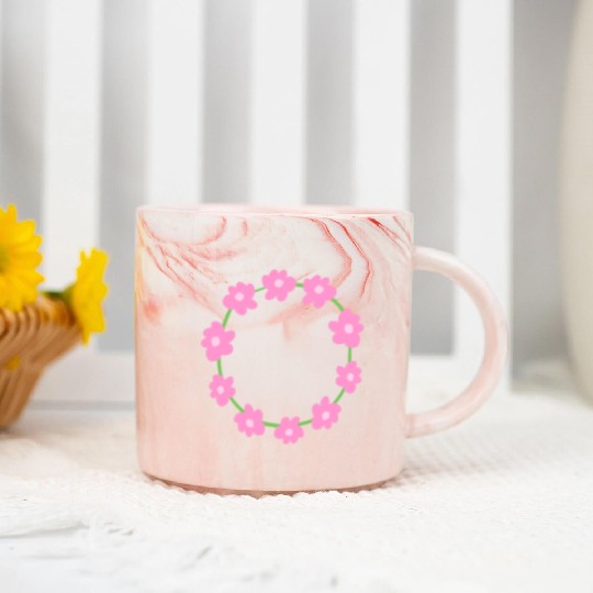 circle symbol shape flowers pink nature Marble Mugs