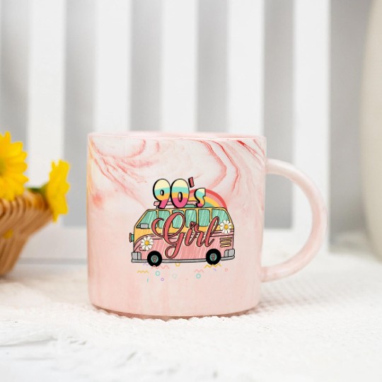 90 s girl sublimation Marble Mugs