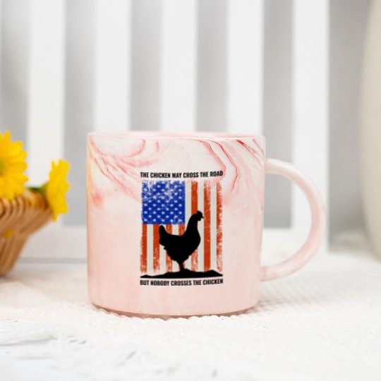 4th of July American Flag USA Chicken Lover Farmer Marble Mugs