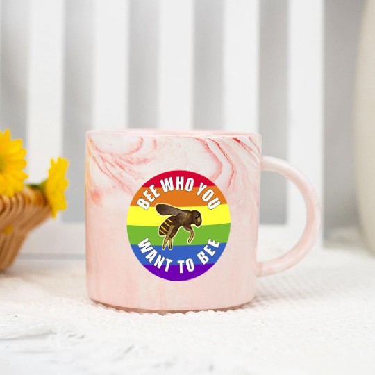 Gay Pride Bee Who You Want To Bee Marble Mugs