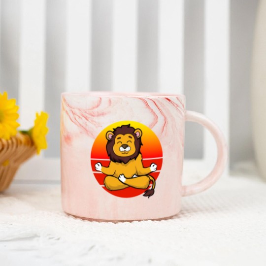 Yoga Lion, Meditation Yoga For Children And Marble Mugs