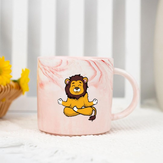 Yoga Lion, Meditation Yoga For Children And Marble Mugs