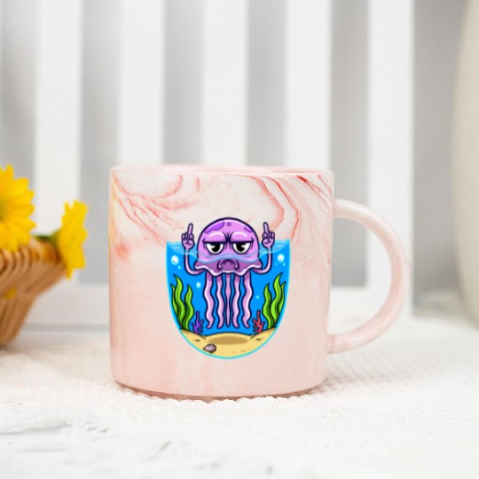 Jelly Fish Middle Finger Jellyfish Marble Mugs