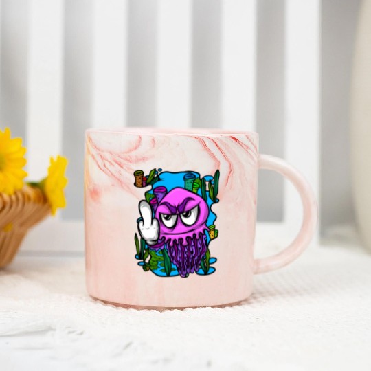 Jelly Fish Middle Finger Jellyfish Marble Mugs