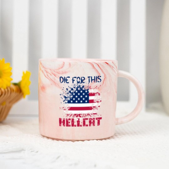 Die For This Hellcat- Vintage US Flag Marble Mugs