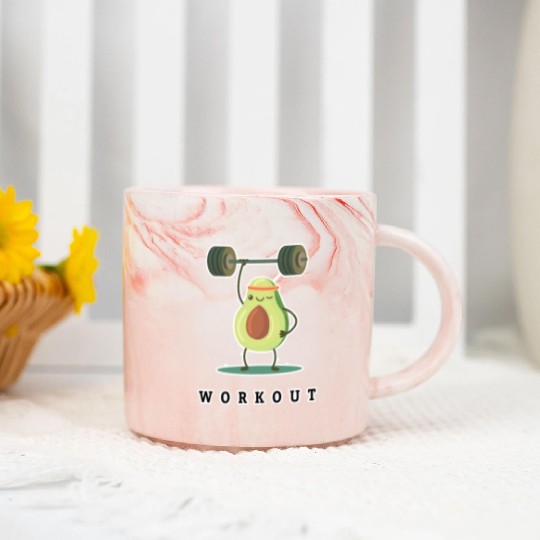 Workout Avocado cartoon Marble Mugs