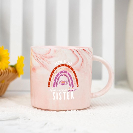 Rainbow Sister Lesbian Sister Marble Mugs