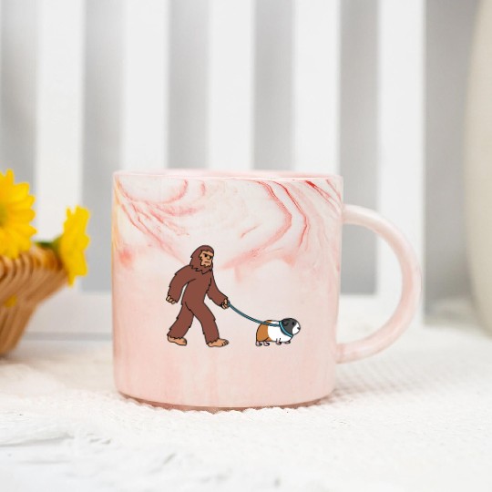 Bigfoot Sasquatch Walking Guinea Pig Marble Mugs