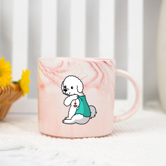 I Love Mom Tattoo Bichon Frise Marble Mugs