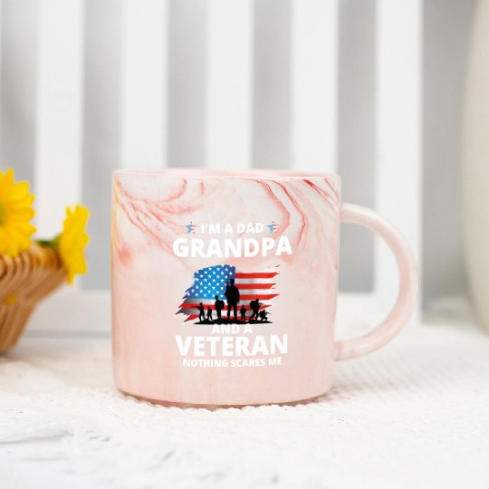 I'M A Dad Grandpa And A Veteran Nothing Scares Me Marble Mugs