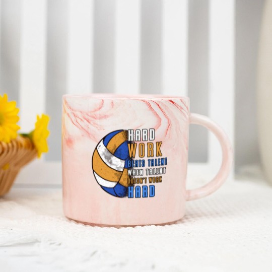 Volleyball Hard Work Beats Beach Volleyball Player Marble Mugs