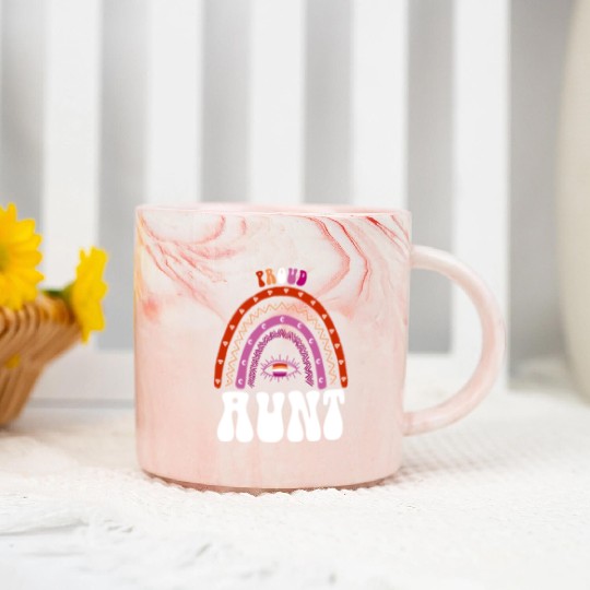 Lesbian Rainbow Proud Aunt Lesbian Marble Mugs