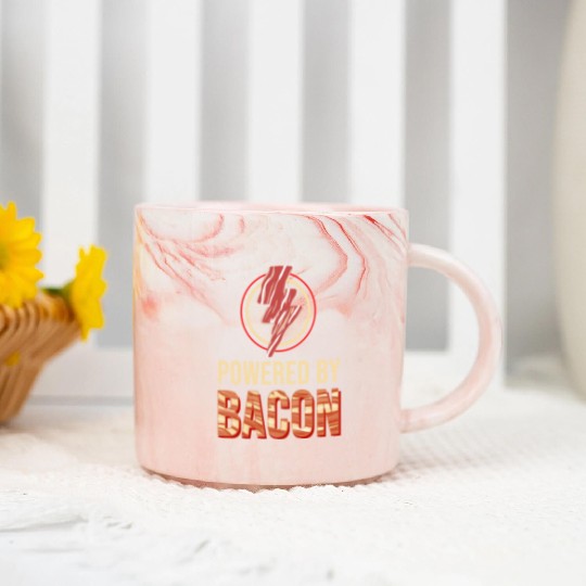 Powered By Bacon For Bacon Lover Marble Mugs