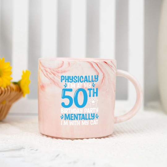 50 Year Old Cat Dad with my Cat Mom 50th Birthday Marble Mugs