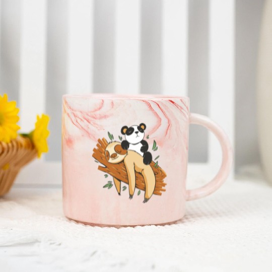 Sloth and Panda Marble Mugs