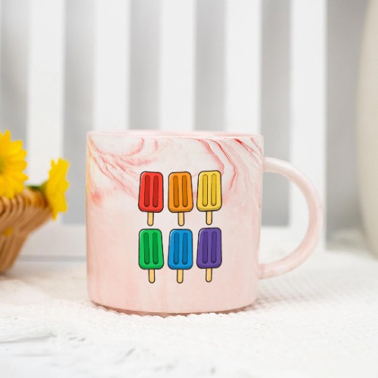 LGBT Flag Popsicles 4th of July Gay Subtle Pride Marble Mugs