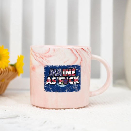 America US Flag State Flag Maine Marble Mugs