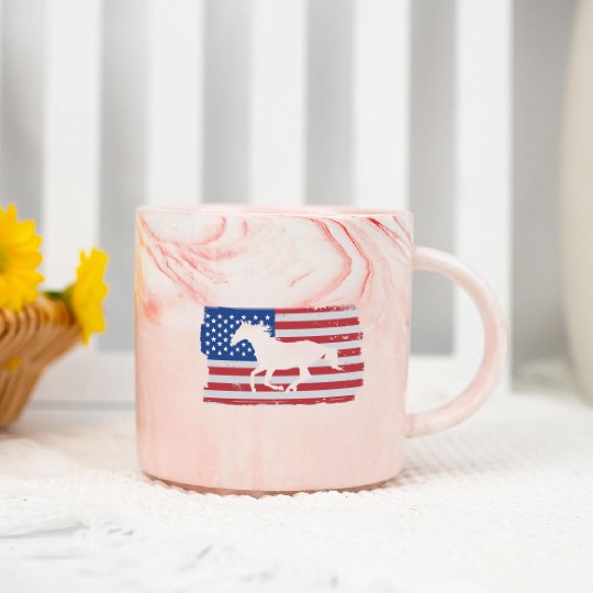 Patriotic Horse American Flag Horseback Riding Marble Mugs
