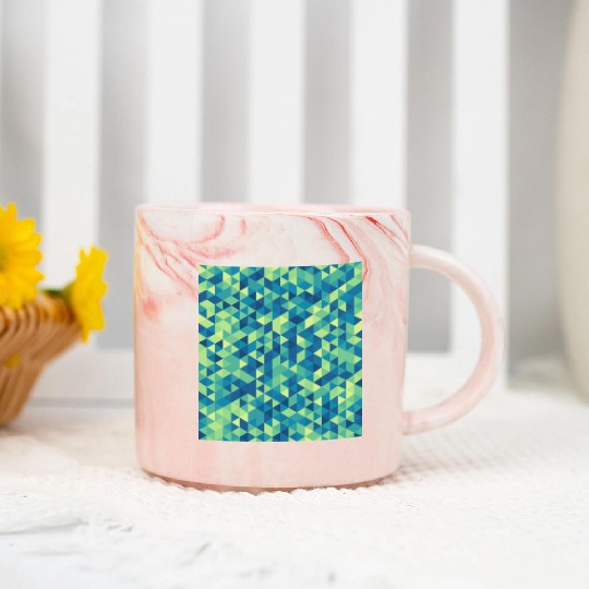 Geometric Hexagon Pattern Blue Yellow Green Marble Mugs