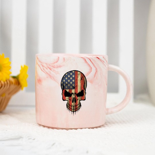 skull flag us Marble Mugs