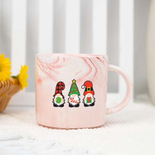 Christmas Gnomes with candy cane, gift Marble Mugs