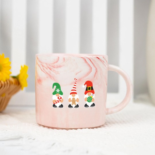 Christmas Gnomes with candy cane, gift Marble Mugs