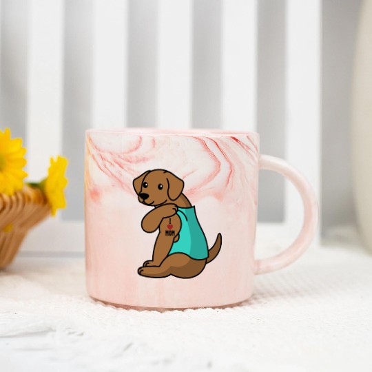 I Love Mom Tattoo Vizsla Marble Mugs