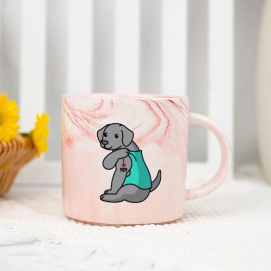 I Love Mom Tattoo Weimaraner Marble Mugs