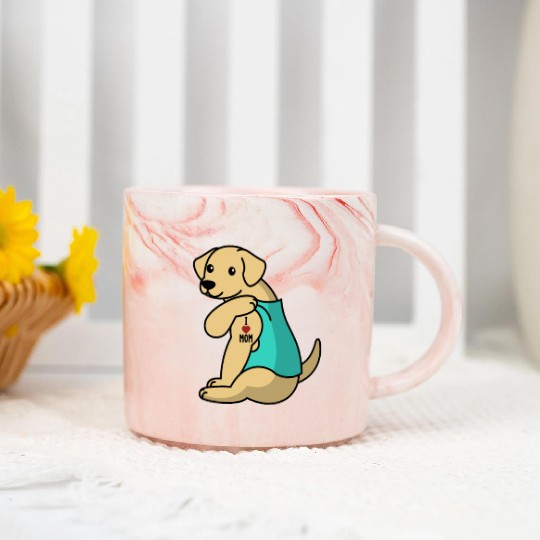 I Love Mom Tattoo Labrador Marble Mugs