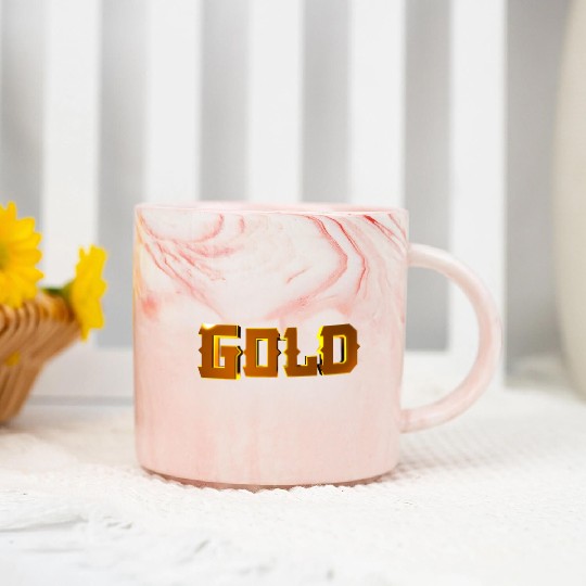 Gold Stylized Text Marble Mugs