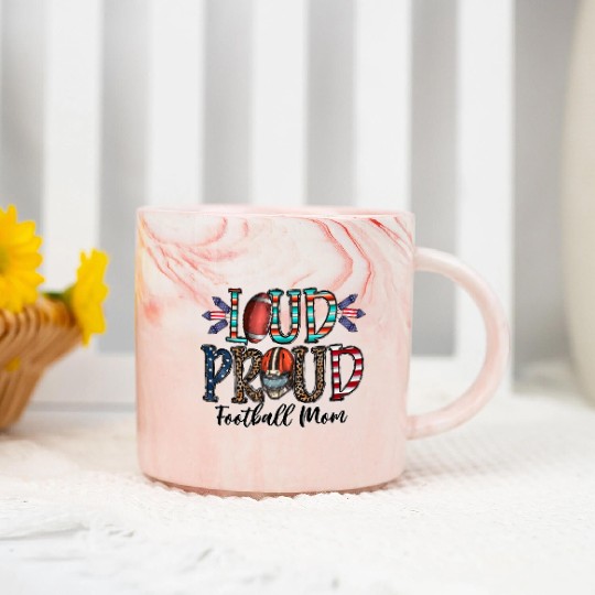Loud Proud Football Mom Marble Mugs