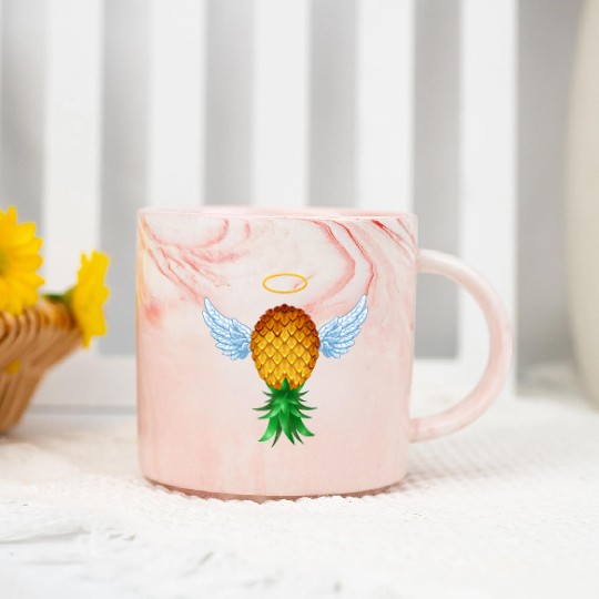 Cute Swinger Upside Down Pineapple Angel Wings Marble Mugs
