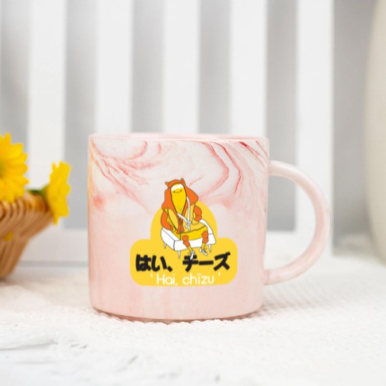 Say cheese in Japanese. Marble Mugs