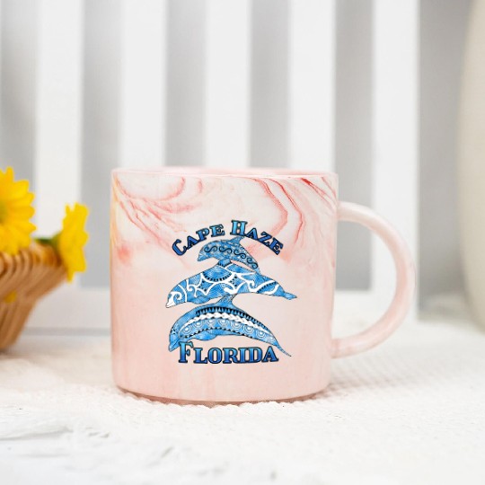 Cape Haze Florida Vacation Tribal Dolphins Marble Mugs