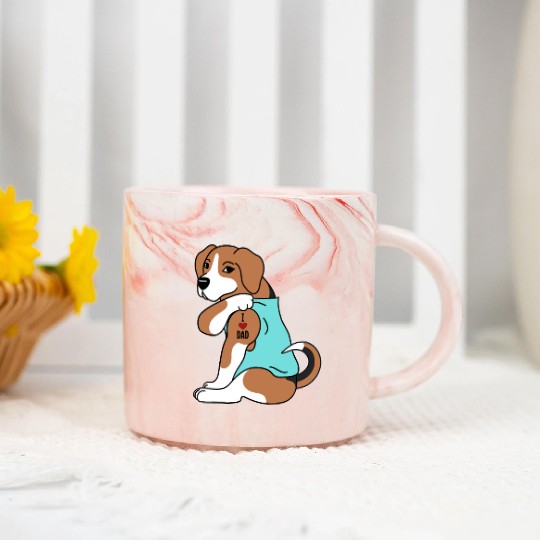 I Love Dad Beagle Marble Mugs