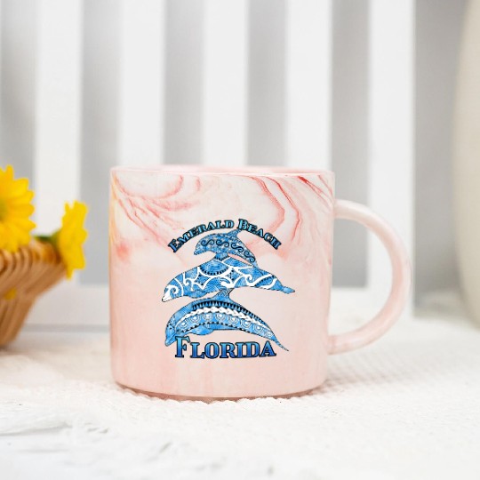 Emerald Beach FloridaVacation Tribal Dolphins Marble Mugs