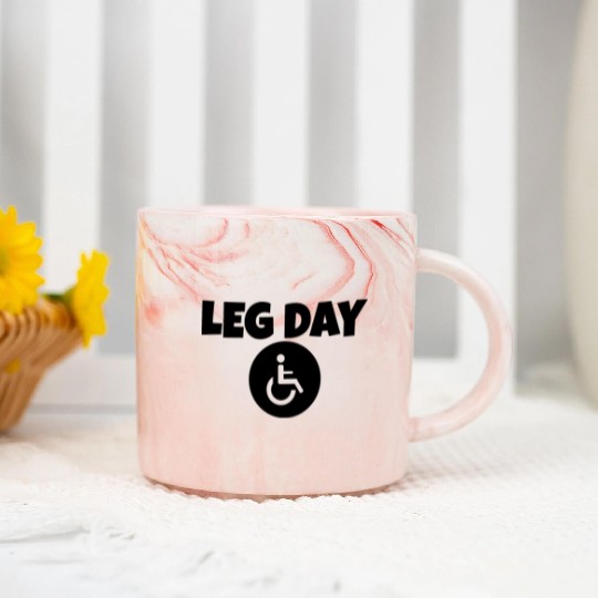 Leg Day Handicapped Wheelchair 14 Marble Mugs