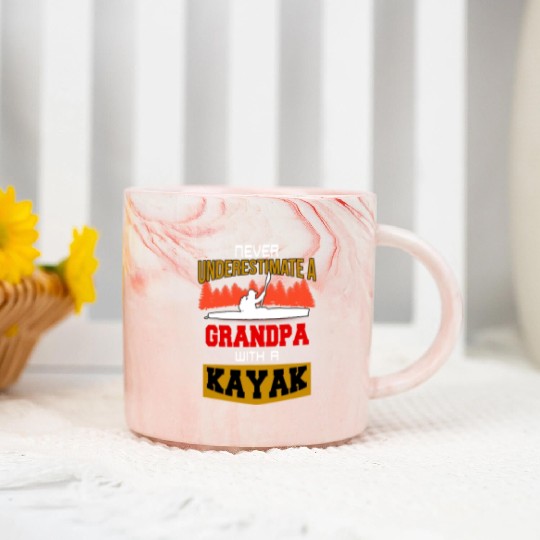 Never Underestimate a grandpa with a kayak Marble Mugs
