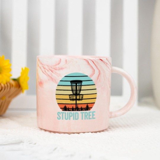 Disc Golf Marble Mugs Funny Stupid Tree Retro Disc Golf