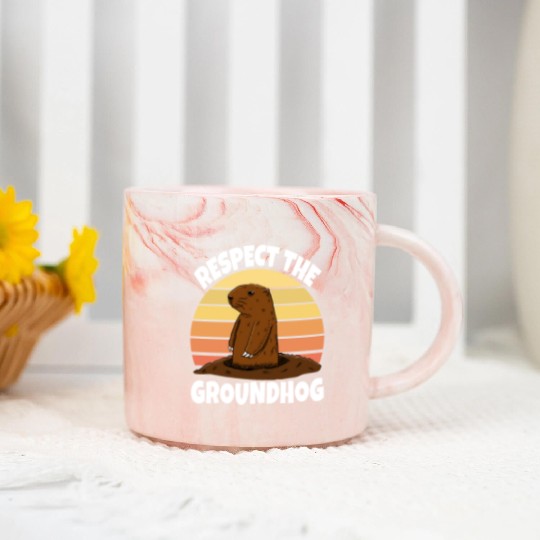 Respect The Groundhog Marble Mugs