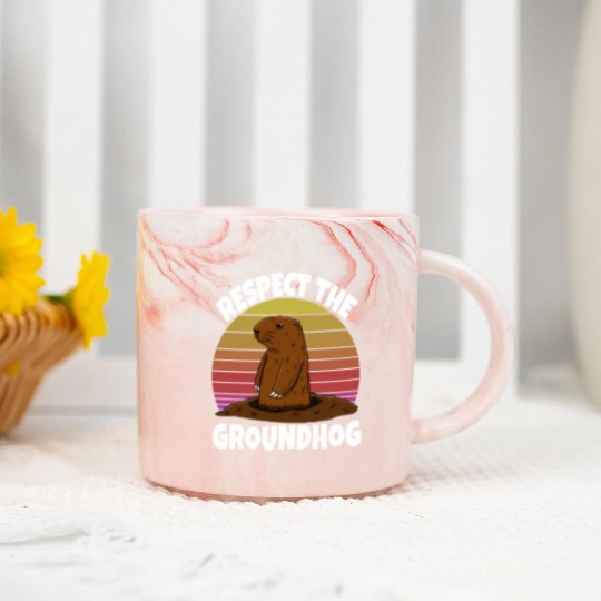 Respect The Groundhog Marble Mugs