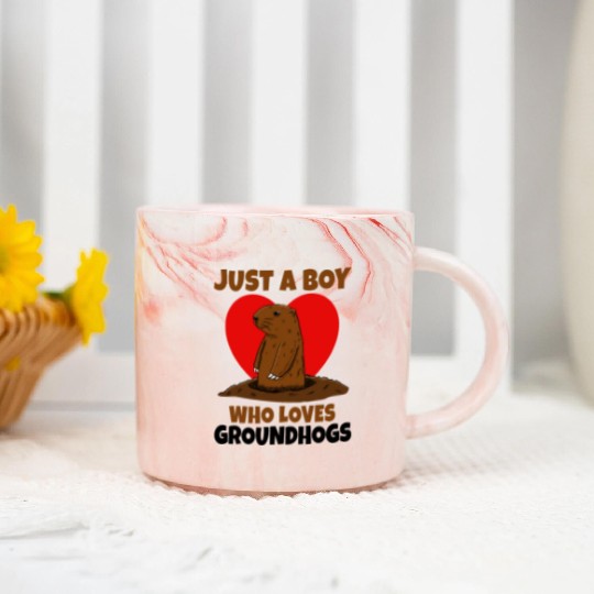 Just A Boy Who Loves Groundhog Marble Mugs