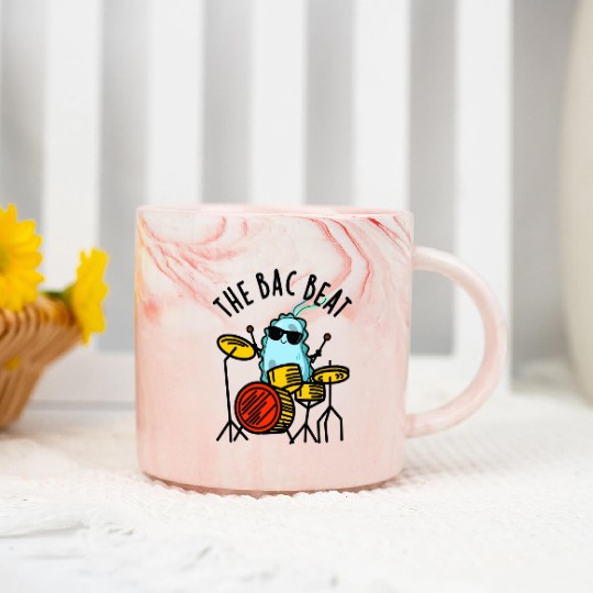 The Bac Beat Funny Drummer Bacteria Pun Marble Mugs