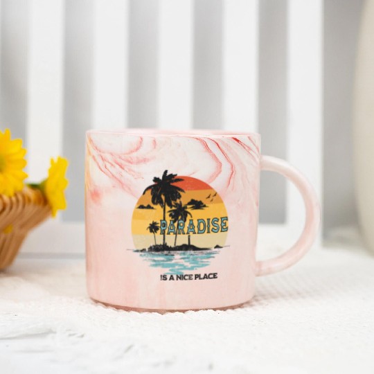 Paradise Is A Nice Place Summer Beach Vintage Marble Mugs