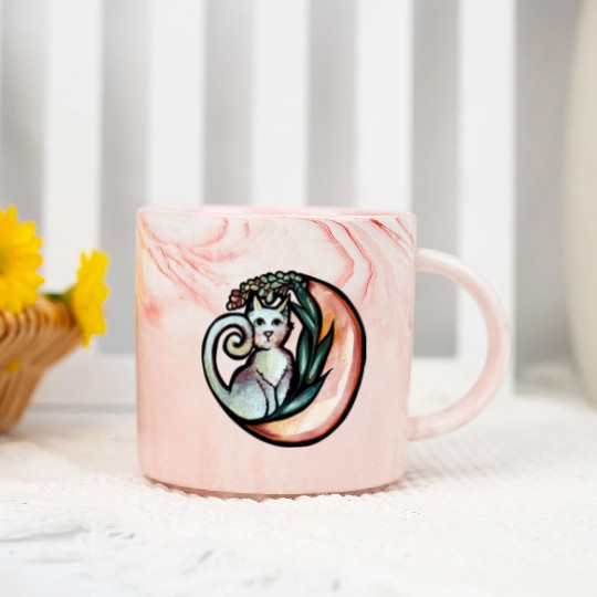 Moon Nature Cat Marble Mugs