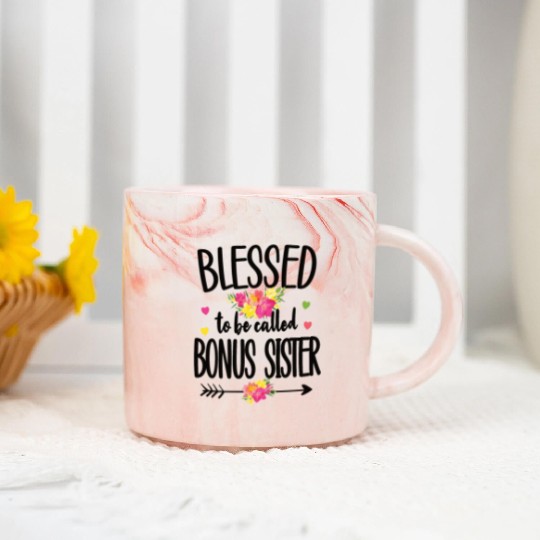 Blessed Bonus Sister Proud Step Sister Gifts Marble Mugs